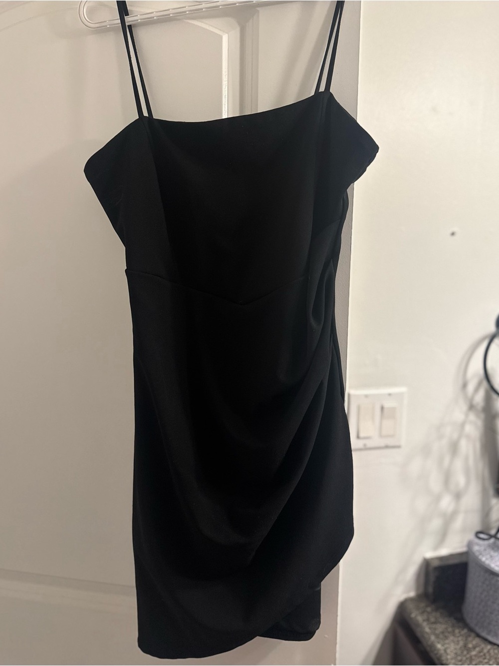 Elegant Black Spaghetti-Strap Mini Dress
